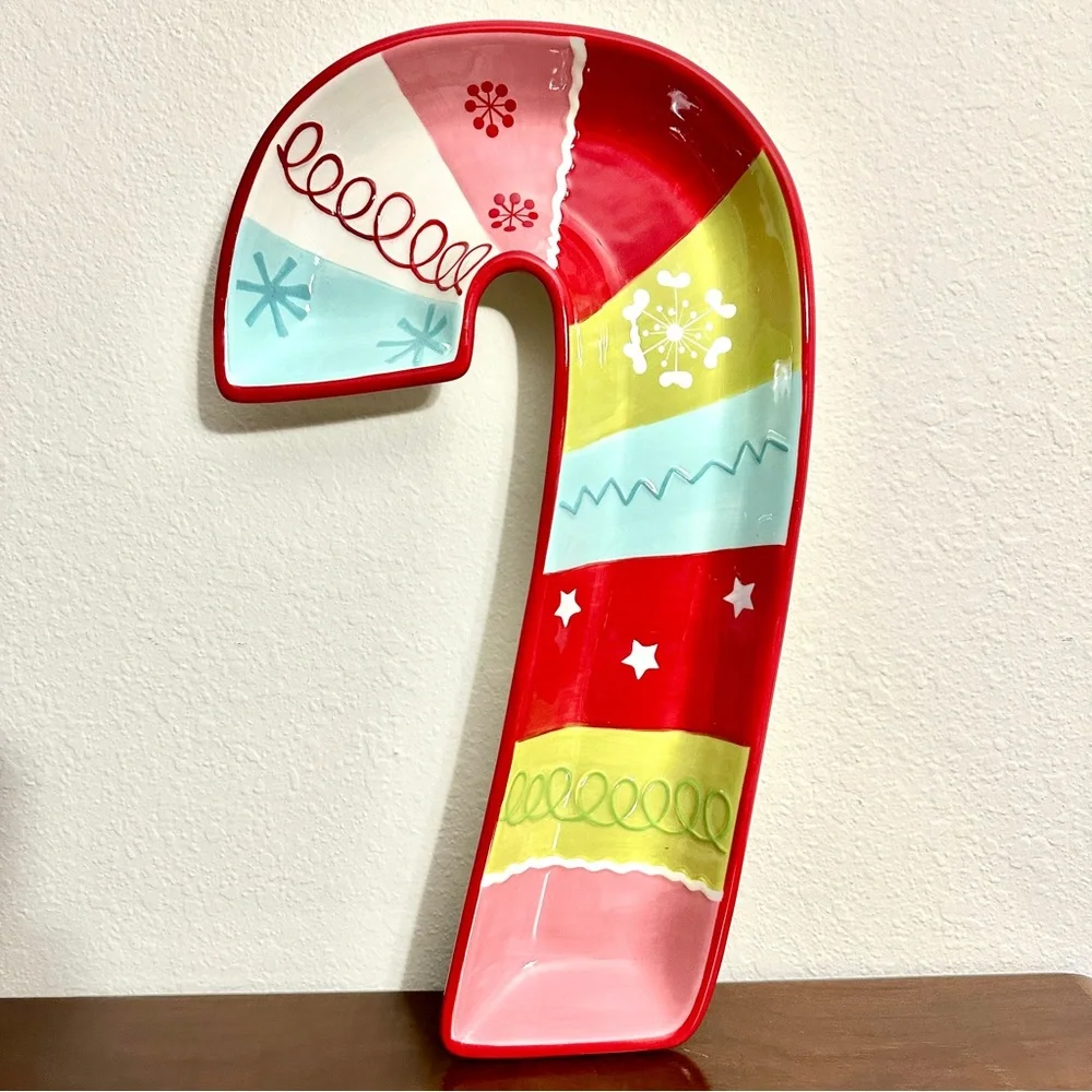 Target Colorful Holiday Candy Cane Platter • Like New